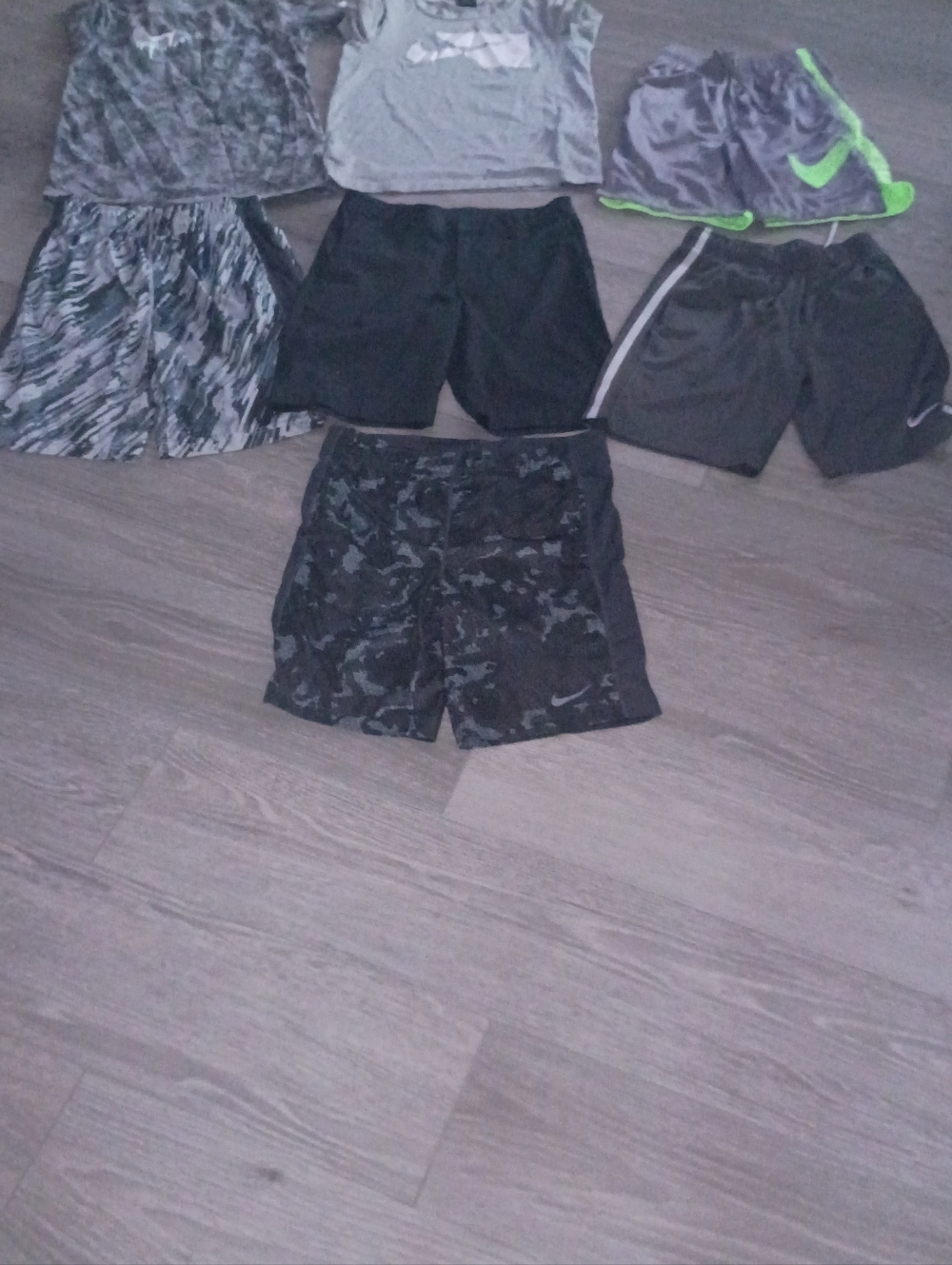 Assorted Athletic Shorts Bundle - Black, Gray, Neon Green Accents